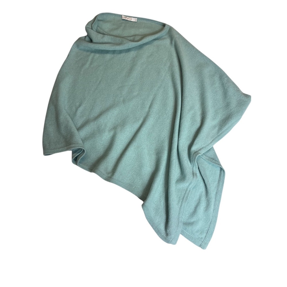 Peter Millar Women's Aqua Blue Green Cashmere Poncho Wrap One Size Old Money